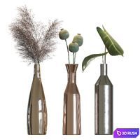 Metal vases decor set