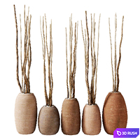 Dry branches in clay pots / Dry branch vase