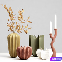A set of vases with a candlestick.