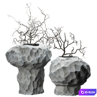 Ceramic vases with curly branches