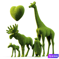 Topiary "Bacho" Giraffe Elk Calf Penguin and Heart