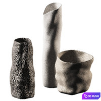 Relief vases and pots. Wavy minimal decor.