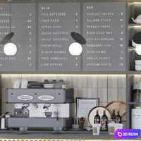 Coffee Shop 3. Corona 3D Model Corona