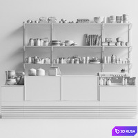 Design project of a coffee point in a minimalist style with a showcase with desserts and sweets. Cafe 3D Model Corona