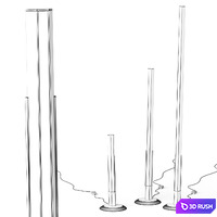 Zafferano Lampes a Porter Pencil Floor Tables 3D Model Vray