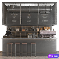 Industrial coffee shop 2 3D Model Corona