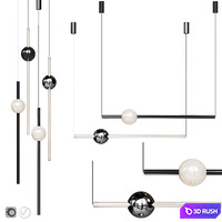 Pendant lamp Lee Broom ORION GLOBE LIGHT Black and Chrome