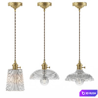 Vintage Textured Glass Pendant Lights 3D Model Vray, Corona