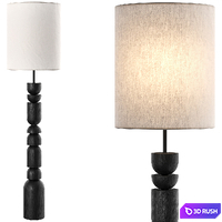 Aska charred wood and natural linen floor lamp