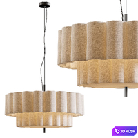 Folia large scalloped natural linen pendant