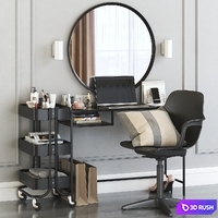 IKEA VITTSJO dressing table with ODGER chair and RASKOG cart