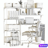 IKEA FJALLBO loft office workplace 3D Model Vray, Corona