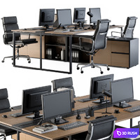 Office Furniture - employee Set 13 3D Model Vray, Corona