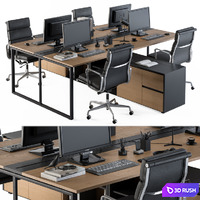 Office Furniture - employee Set 13 3D Model Vray, Corona