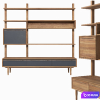 Shelving unit Bruni / Bruni Black with drawers, 180 * 179 * 45 cm