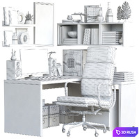 IKEA office workplace 87 3D Model Vray, Corona