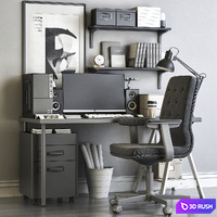 Workplace 100 3D Model Vray, Corona