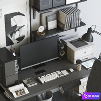 Workplace 100 3D Model Vray, Corona