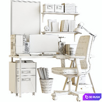 Workplace 100 3D Model Vray, Corona