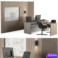 Office Furniture - Manager Set Table with Whiteboard 38 3D Model Vray, Corona