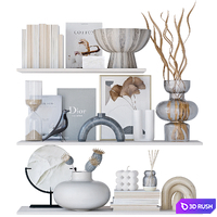 Shelves with decor 3D Model Vray, Corona