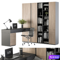 Office Furniture Wardrobe and Table - Home Office 36 3D Model Vray, Corona