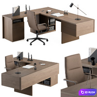 Boss Desk Wood and MDF - Office Furniture 243 3D Model Vray, Corona