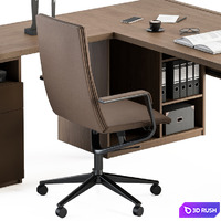 Boss Desk Wood and MDF - Office Furniture 243 3D Model Vray, Corona