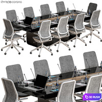 Conference table 23 3D Model Vray, Corona