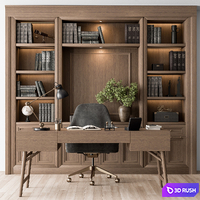 Classic Boss Desk and Library Wood Set - Office Furniture 278