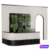 Reception Desk and Wall plant - office furniture 10 3D Model Vray, Corona