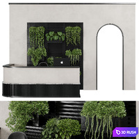 Reception Desk and Wall plant - office furniture 10 3D Model Vray, Corona