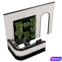 Reception Desk and Wall plant - office furniture 10 3D Model Vray, Corona
