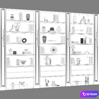 Neoclassical modular shelving unit 01 3D Model Vray, Corona