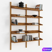 Mid Century Bookshelf 3D Model Vray, Corona