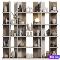 Cabinet with shelves 080 3D Model Vray, Corona