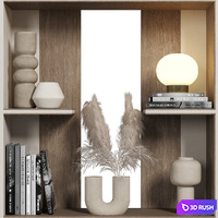 Cabinet with shelves 080 3D Model Vray, Corona