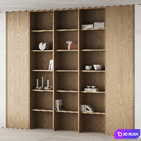 477 bookcase and rack 10 japandi wood with decor 02