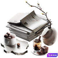 Coffee table decor set 088 with branch 3D Model Corona