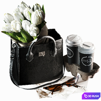 Decorative set with a bouquet of tulips