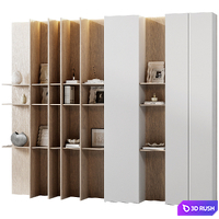 Wooden shelving decor set 7 3D Model Vray, Corona