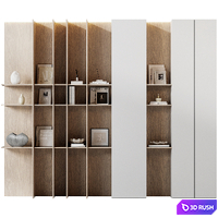 Wooden shelving decor set 7 3D Model Vray, Corona