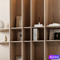 Wooden shelving decor set 7 3D Model Vray, Corona