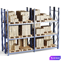 Shelf with boxes 3D Model Vray, Corona