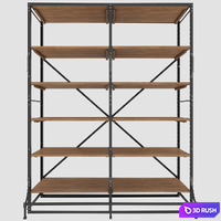 RH FRENCH LIBRARY SHELVING 3D Model Vray