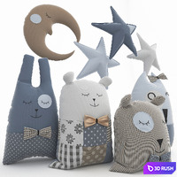 Pillows Toys 3D Model Vray