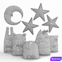 Pillows Toys 3D Model Vray