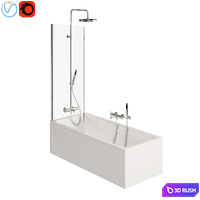 Bath With Shower Screen 3D Model