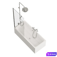 Bath With Shower Screen 3D Model Vray, Corona
