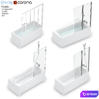 RAVAK set 54 bathtub set (10 °, Classic, Chrome, Campanula II) 3D Model Vray, Corona